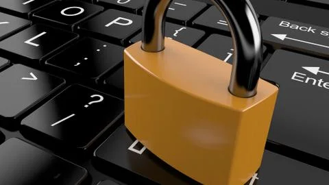 Padlock lying on computer keyboard Stock Illustration