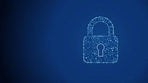 Padlock made of connected dots and lines, cyber security network Stock Illustration