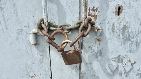 Padlock on a metal gate Stock Footage 335765858