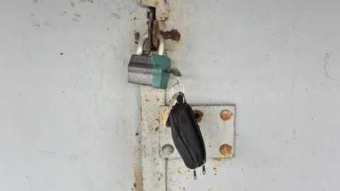 Padlock on a metal gate Vídeo Stock 335765860