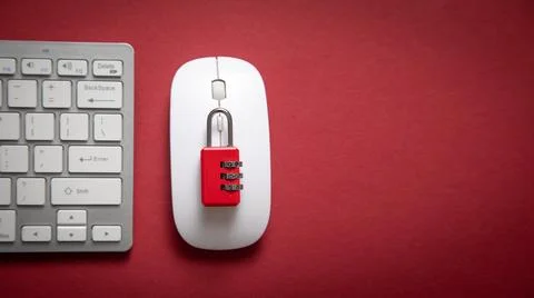 Padlock, mouse and computer keyboard. Security Stock Photos