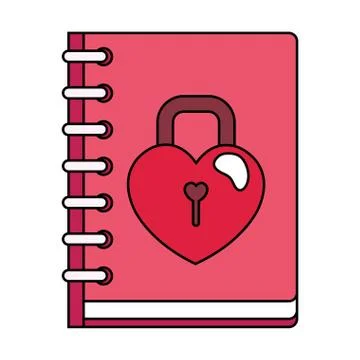 Padlock in notebook isolated icon Illustrazione stock