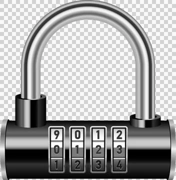 Padlock with number dials, security and protection concept, secure access, .. Stock Illustration