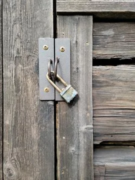 Padlock on Old Wood Door Stock Photos
