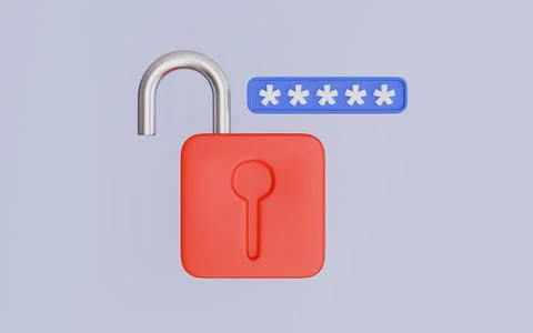 Padlock opens with password pin 3d illustration Stock Illustration
