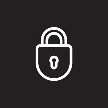 Padlock or lock icon isolated on black background Stock Illustration