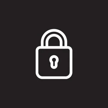 Padlock or lock icon isolated on black background Stock Illustration