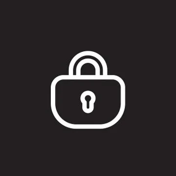 Padlock or lock icon isolated on black background Stock Illustration