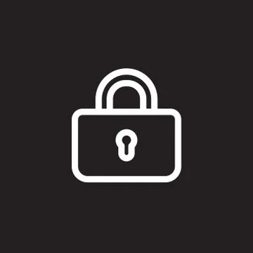 Padlock or lock icon isolated on black background Stock Illustration