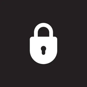 Padlock or lock icon isolated on black background Stock Illustration