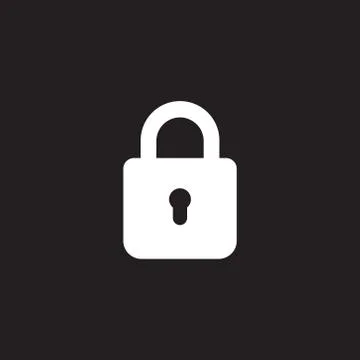 Padlock or lock icon isolated on black background Stock Illustration