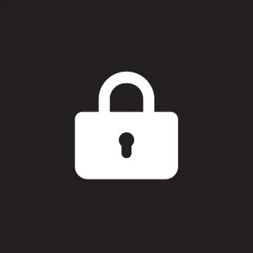 Padlock or lock icon isolated on black background Stock Illustration