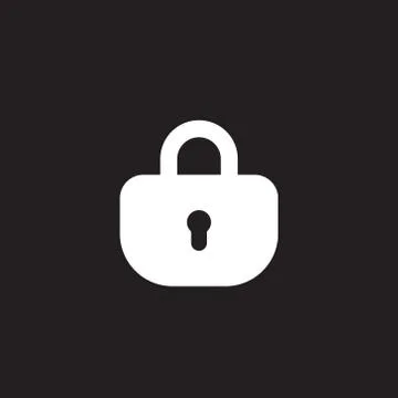 Padlock or lock icon isolated on black background Stock Illustration