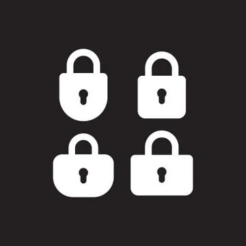 Padlock or lock icon isolated on black background Stock Illustration
