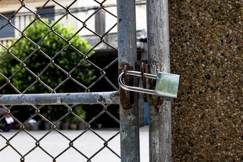 Padlock Of Outdoor Gate Stock Photos