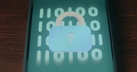 Padlock Over Binary Code on Smartphone Vidéo 310822206