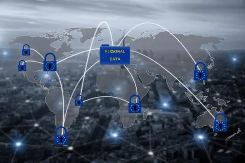 Padlock over EU map, symbolizing the EU General Data Protection Regulation or Foto stock