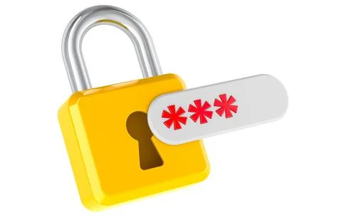 Padlock with password, 3D rendering Illustrazione stock