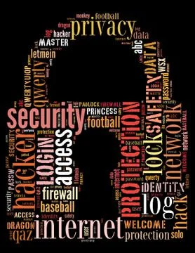 Padlock password, word cloud concept Stock Illustration
