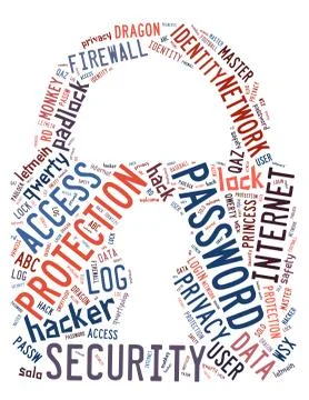 Padlock password, word cloud concept Stock Illustration