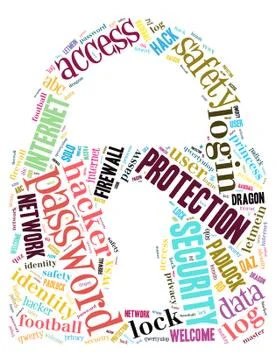Padlock password, word cloud concept Illustrazione stock