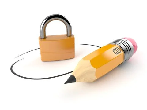 Padlock with pencil Stock Illustration