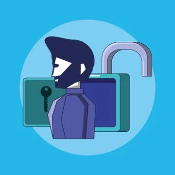 Padlock with person privacy data Stock Illustration