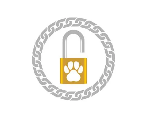 Padlock with pet paws inside Stock Illustration