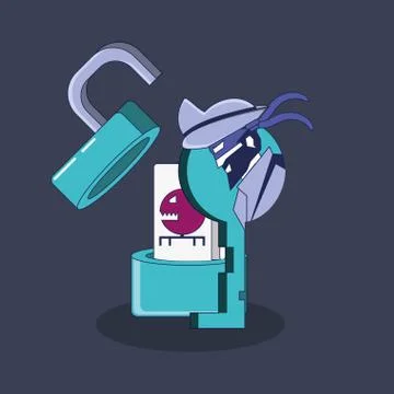 Padlock with pirate privacy data Illustrazione stock