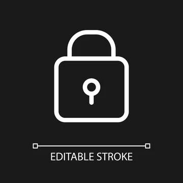 Padlock pixel perfect white linear ui icon for dark theme Stock Illustration
