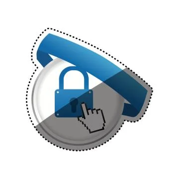 Padlock pointer hand banner Stock Illustration
