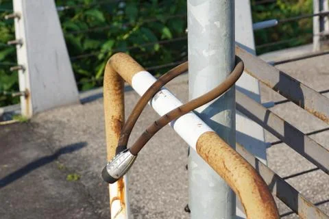Padlock on a pole Stock Photos