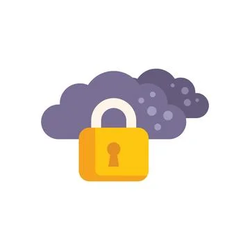 Padlock protecting cloud computing data storage system Illustrazione stock