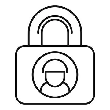 Padlock protecting a construction worker profile icon Stock Illustration