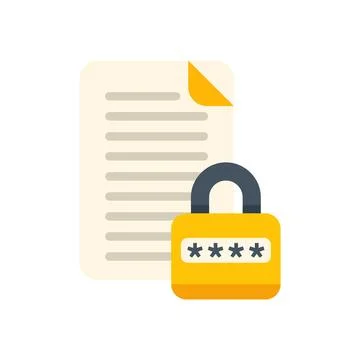 Padlock protecting document representing data security and privacy Stock Illustration