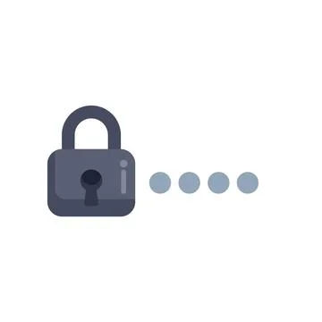 Padlock protecting password with loading icon showing strong security system Illustrazione stock