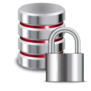 Padlock protects database Illustrazione stock