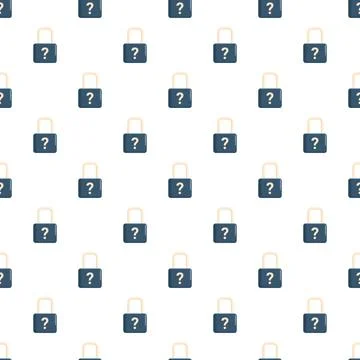 Padlock question mark seamless pattern protecting data privacy Illustrazione stock