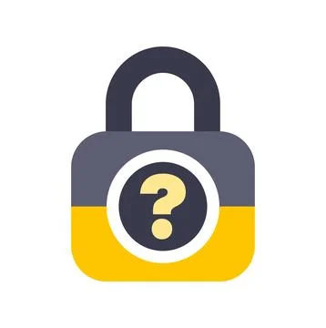 Padlock with question mark symbol on yellow Stock Illustration