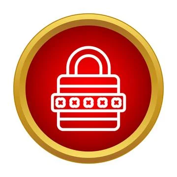 Padlock on red circle showing cybersecurity password protection イラスト素材