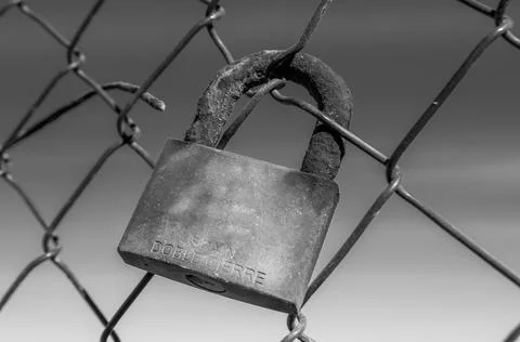Padlock rusty by the passage of time Stock Photos