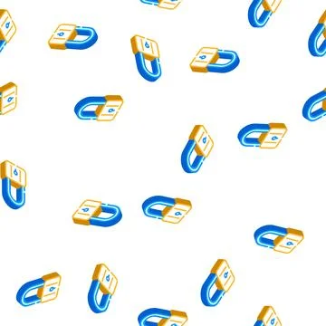 Padlock safe isometric icon seamless pattern 스톡 일러스트