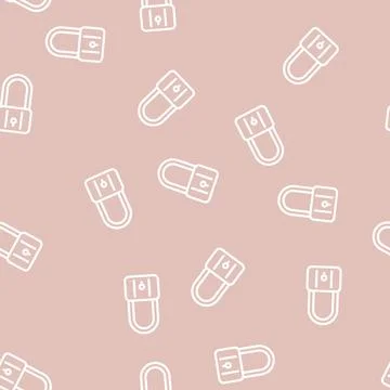 Padlock safe line vector seamless pattern Illustration