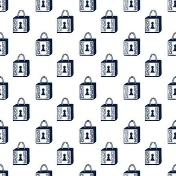 Padlock seamless pattern. Black and white background. Locks web backdrop desi Stock Illustration