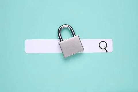 Padlock on a search bar symbolizing security and privacy Foto stock