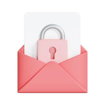 Padlock Securing Document Inside Pink Envelope Stock Illustration