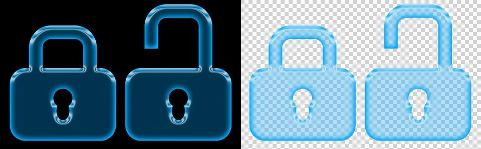 Padlock Security Access Protection Icon Set with Locked and Unlocked Lock Symbol イラスト素材