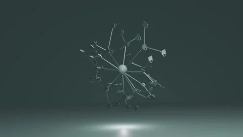 Padlock security on computer nodes simulation concept animation Stock Footage 313149791