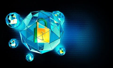 Padlock Security on Digital background Stock Illustration