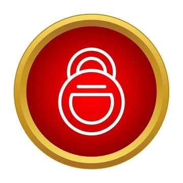 Padlock security icon in red circle with gold border Stockillustratie